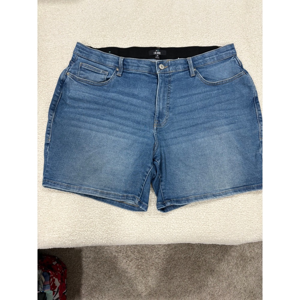 Lularoe Denim Jean Shorts Medium Wash Blue Size 34 Stretch 7" High Rise